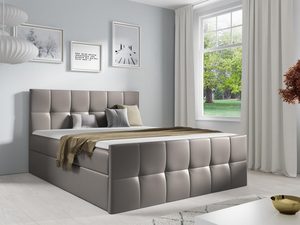 Miniaturka 15 - Nowoczesne łóżko tapicerowane w szarym kolorze z pikowaną ramą