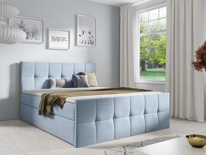 Miniaturka 16 - Łóżko tapicerowane w jasnoniebieskim kolorze z pikowanym zagłówkiem
