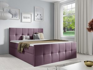 Miniaturka 4 - Łóżko tapicerowane w fioletowym kolorze z pikowanym wykończeniem
