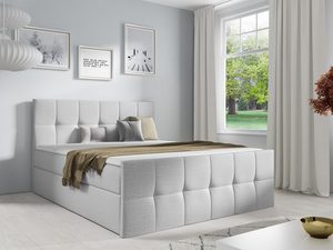 Miniaturka 5 - Jasnoszare łóżko tapicerowane z pikowanym zagłówkiem