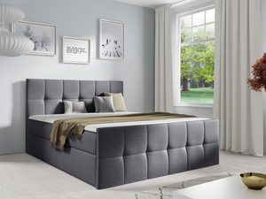 Miniaturka 6 - Łóżko tapicerowane w grafitowym kolorze z prostym, eleganckim wykończeniem