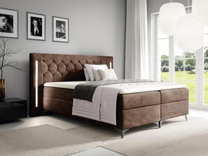 Miniaturka 6 - Klasyczne łóżko tapicerowane w brązowym kolorze z pikowanym wykończeniem