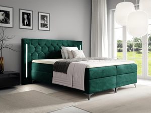 Miniaturka 7 - Eleganckie łóżko tapicerowane w butelkowej zieleni z prostym zagłówkiem