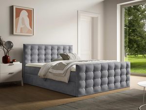 Miniaturka 7 - Łóżko tapicerowane w jasno szarym kolorze z pikowanym zagłówkiem