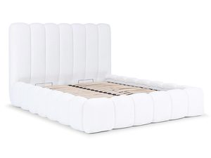 Miniaturka 1 - Białe łóżko z odkrytym stelażem bez materaca, idealne do nowoczesnej sypialni.