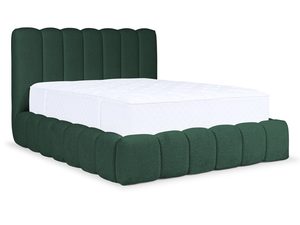 Miniaturka 5 - Zielone łóżko z wysokim, miękkim zagłówkiem.