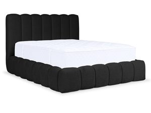 Miniaturka 6 - Czarne łóżko tapicerowane z półokrągłym zagłówkiem.