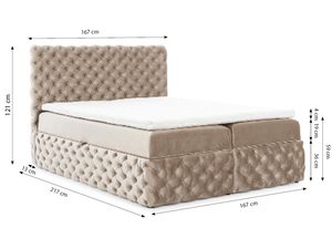 Miniaturka 4 - Beżowe łóżko tapicerowane z wymiarami technicznymi