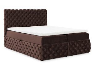 Miniaturka 1 - Łóżko tapicerowane pikowane, brązowe, styl glamour