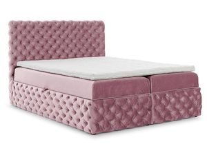 Miniaturka 2 - Łóżko tapicerowane pikowane, różowe, styl glamour