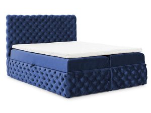 Miniaturka 3 - Łóżko tapicerowane pikowane, granatowe, styl glamour