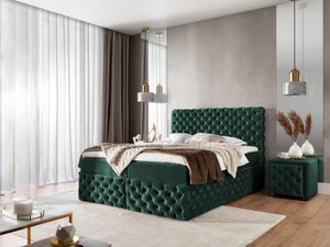 Miniaturka 14 - Łóżko tapicerowane pikowane, zielone do sypialni , styl glamour