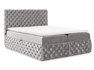 Miniaturka 7 - Łóżko tapicerowane pikowane, jasno szare, styl glamour