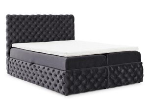 Miniaturka 6 - Łóżko tapicerowane pikowane, szare, styl glamour