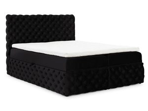 Miniaturka 8 - Łóżko tapicerowane pikowane, czarne, styl glamour
