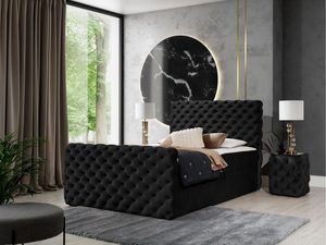 Miniaturka 11 - Łóżko tapicerowane z przeszyciami, czarne, styl loftowy