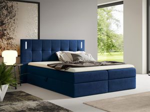 Miniaturka 3 - Łóżko tapicerowane w głębokim granatowym kolorze z pikowanym zagłówkiem