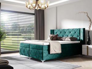 Miniaturka 4 - Łóżko tapicerowane w stylu glamour, zielone z przeszyciami