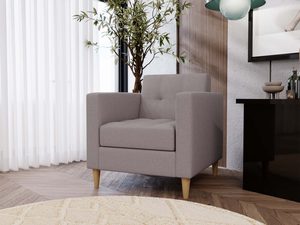 Miniaturka 35 - Fotel beżowy przy toaletce w aranżacji glamour