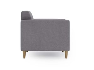 Miniaturka 5 - Widok z boku szarego fotela z prostym podłokietnikiem