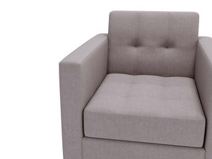 Miniaturka 21 - Zbliżenie na tapicerkę beżowego fotela z ozdobnym szwem