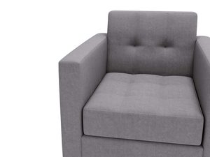 Miniaturka 20 - Zbliżenie na siedzisko jasnoszarego fotela z prostym wykończeniem