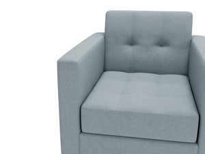 Miniaturka 22 - Zbliżenie na fotel w kolorze błękitnym z miękkim wykończeniem