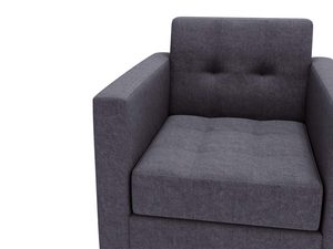 Miniaturka 23 - Zbliżenie ciemnoszarego fotela z wyraźnym przeszyciem