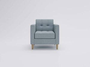 Miniaturka 26 - Fotel w niebieskim kolorze z prostym wykończeniem