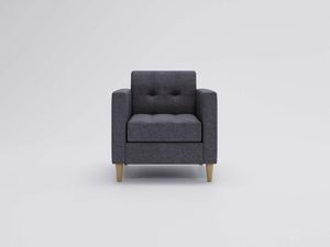 Miniaturka 27 - Fotel z ciemnoszarej tkaniny o klasycznym kształcie i prostych nogach