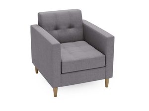 Miniaturka 13 - Grafitowy fotel z prostym siedziskiem i drewnianymi nóżkami