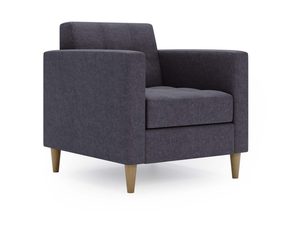 Miniaturka 11 - Antracytowy fotel z drewnianymi nóżkami i klasycznym pikowaniem