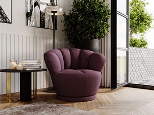 Miniaturka 45 - Bordowy fotel welurowy z dekoracyjnym oparciem w stylu glamour