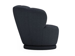 Miniaturka 5 - Granatowy fotel nowoczesny z gładką, miękką tkaniną i prostym tyłem