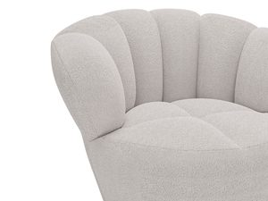 Miniaturka 8 - Kremowy fotel z aksamitną tapicerką i zaokrąglonym tyłem