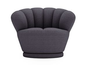 Miniaturka 13 - Antracytowy fotel aksamitny z muszelkowym wykończeniem do eleganckiego wnętrza