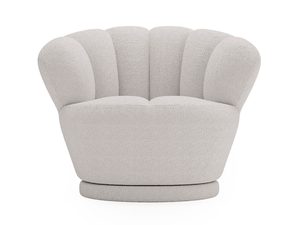 Miniaturka 15 - Jasnobeżowy fotel muszelkowy z miękkiej tkaniny, nowoczesna forma
