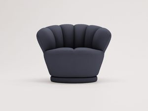 Miniaturka 22 - Lawendowy fotel muszla z dekoracyjnym oparciem, tapicerowany