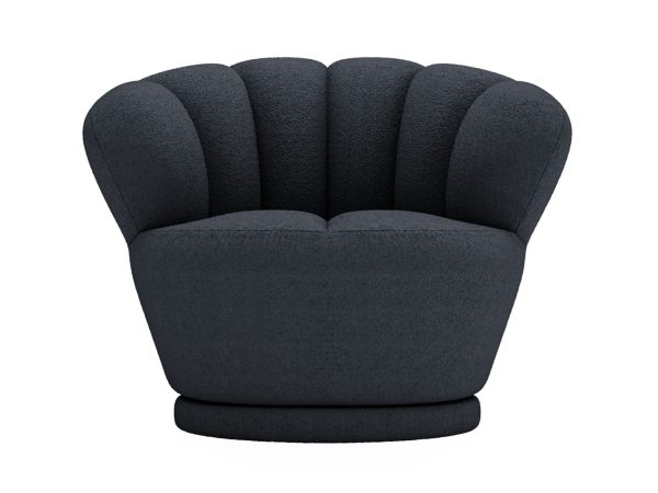 Ciemnografitowy fotel tapicerowany, miękkie siedzisko, styl nowoczesny