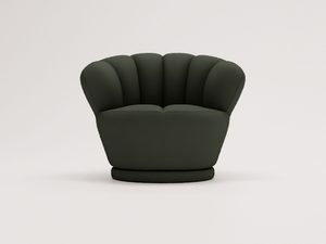 Miniaturka 24 - Butelkowozielony fotel z muszelkowym tyłem, styl elegancki do salonu