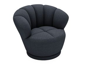 Miniaturka 35 - Granatowy fotel typu muszla z pikowanym oparciem, do wnętrz eleganckich