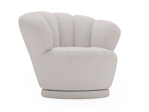 Miniaturka 26 - Jasnobeżowy fotel muszelkowy tapicerowany, idealny do strefy relaksu