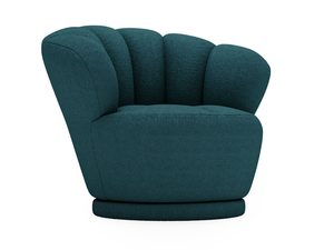 Miniaturka 28 - Turkusowy fotel tapicerowany z profilowanym oparciem w stylu art déco