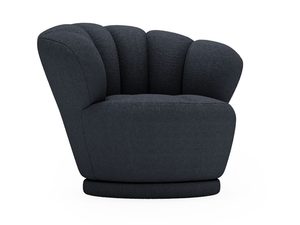 Miniaturka 29 - Antracytowy fotel welurowy z muszelkowym oparciem do salonu