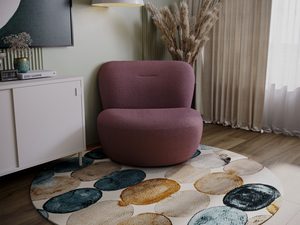 Miniaturka 47 - Bordowy fotel z obłym siedziskiem, tapicerowany do wnętrz glamour