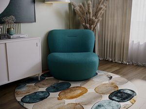 Miniaturka 48 - Turkusowy fotel w stylu skandynawskim z prostym oparciem