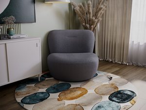 Miniaturka 45 - Ciemnoszary fotel w przytulnym, loftowym wnętrzu