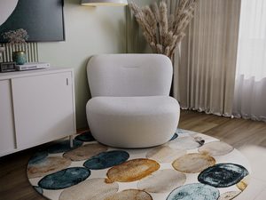 Miniaturka 46 - Beżowy fotel lounge z grubym siedziskiem, aranżacja salonu nowoczesnego