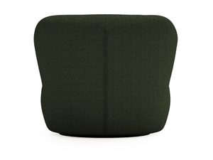 Miniaturka 42 - Tył ciemnozielonego fotela z zaokrągloną formą i miękką tapicerką