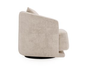 Miniaturka 13 - Jasny fotel z zaokrąglonym bokiem i poduszką